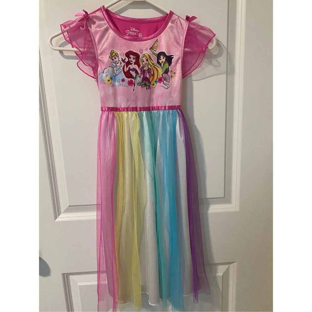 Girls' Disney Princesses Rainbow Overlay Nightgown Size 6